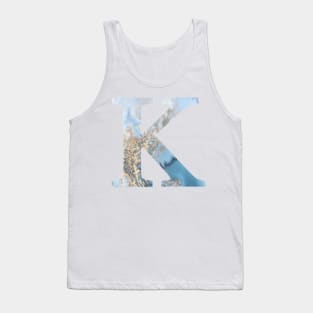 The Letter K Blue Marble Design Tank Top